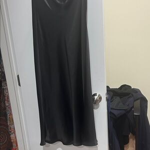 Zara Black Satin Midi Skirt
